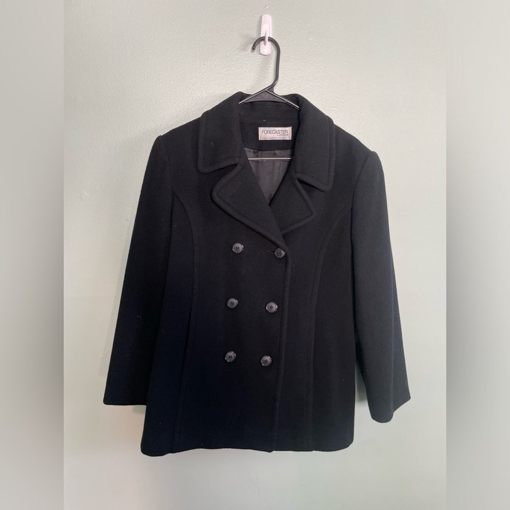 Forecaster of Boston Womens Black Wool Blend Vintage Double Breasted Peacoat S 6
